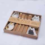 Chopsticks and Sauce Dish Gift Set Cute Cats