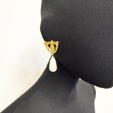 Earrings Small Brass Leaves and Pearl AG