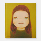 Book cover with a stylized illustration of a girl's face on a yellow background