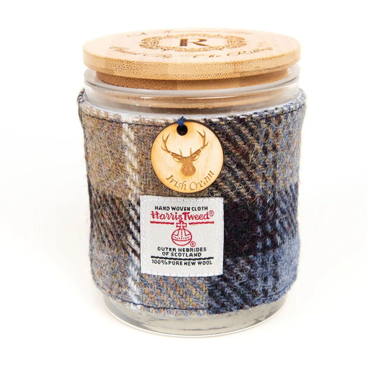 Irish Cream Candle with Harris Tweed Sleeve PEM Shop