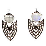 Moonstone and Rose Gold Shield Earring