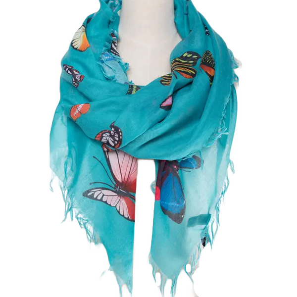 Scarf - Teal Butterfly