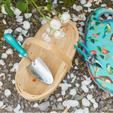 gardening tools including a trowel and secateurs, featuring a blue painted handle and engraved with the Gertrude Jekyll quote.