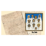 Artwork depicting a group of people with prices and the text 'For Sale'
