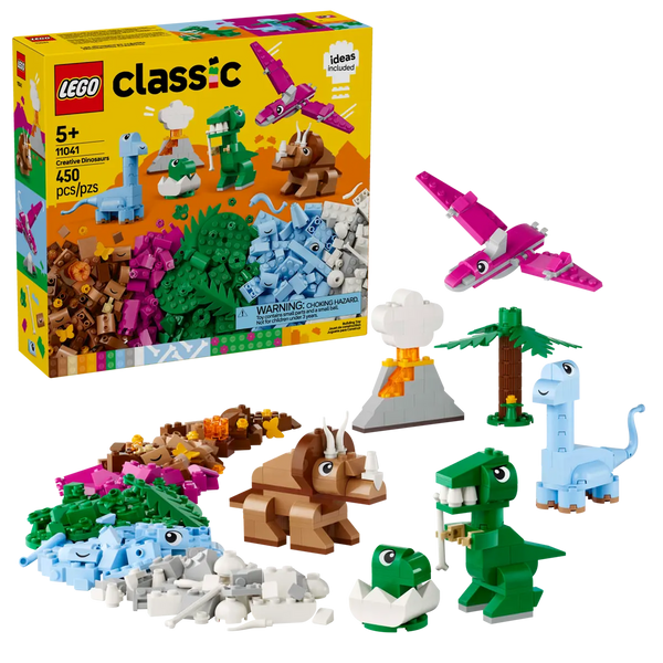 LEGO Classic dinosaur building set with packaging on a white background