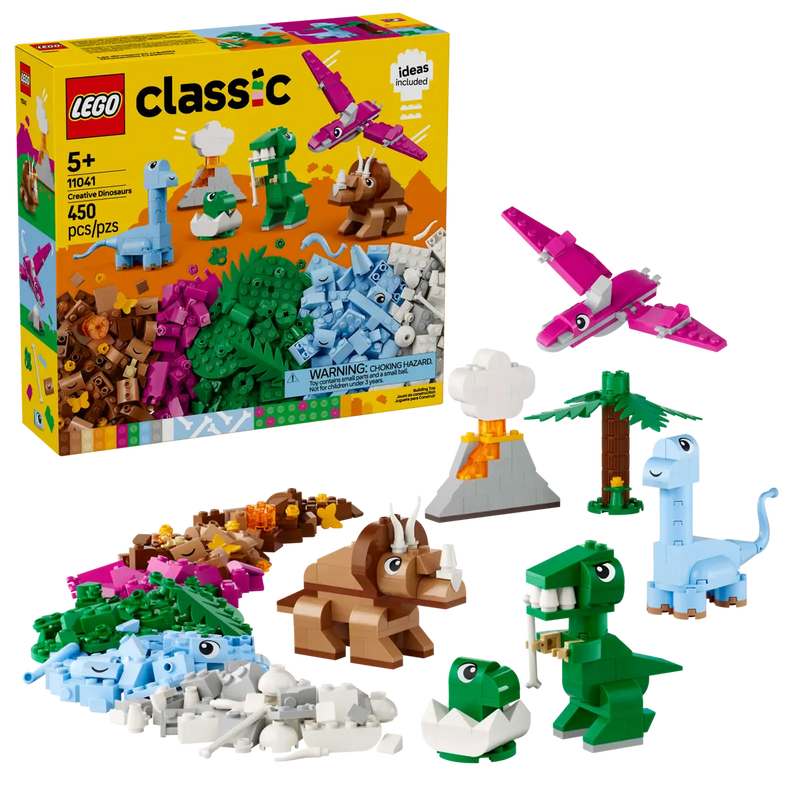 LEGO Classic dinosaur building set with packaging on a white background