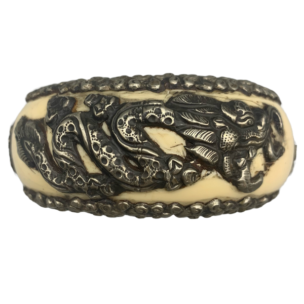 Iris Apfel Exclusive: Bracelet Tibetan Imitation Ivory Silver Dragons