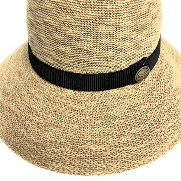 Hat - Grey Cotton Black Ribbon
