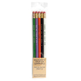 Pack of four pencils with colorful shafts and gold accents, branded 'Smarty Pants Paper Co.' on a white background.