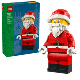 LEGO Santa Claus figure with packaging on a green background