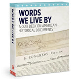 Quiz deck packaging titled 'Words We Live By' on a white background