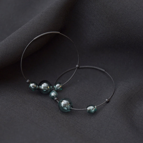 Earrings Eclipse Hoops Aqua Glass