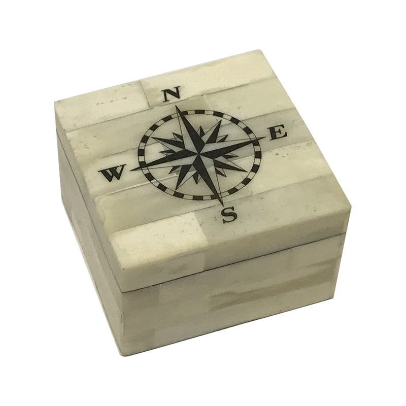 Compass Rose Scrimshaw Bone Box