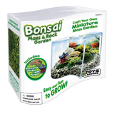 Bonsai Moss & Rock Garden kit box by Toys 'N Nature, showing the white packaging with green and yellow text and a photo of the mini moss garden inside.
