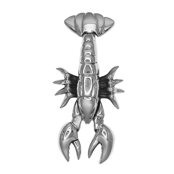 silver lobster door knocker on a white background