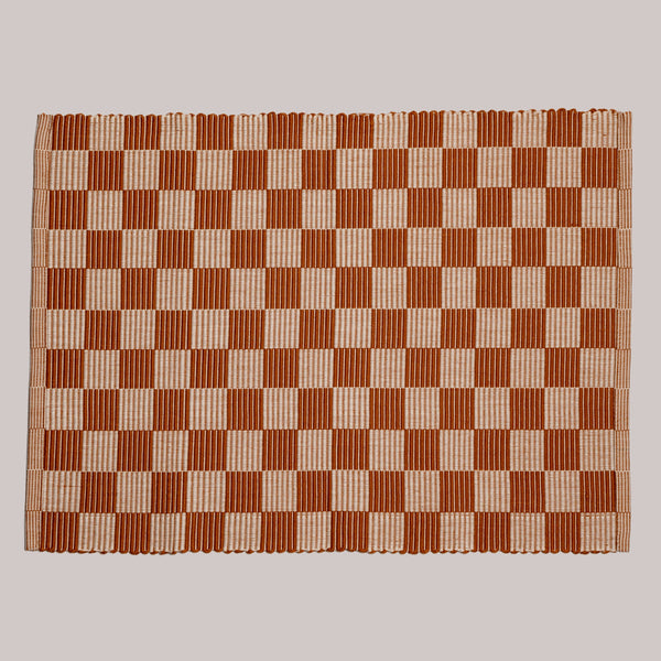 S/4 Handloomed Checkered Placemats - Brown