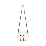 Plush cloud toy with a smiley face on a white background
