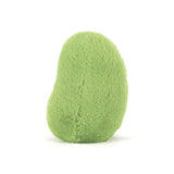 Plush edamame toy on a white background
