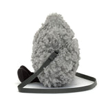 Gray textured bag with a strap on a white background