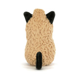 Plush peanut cat toy with black accents on a white background
