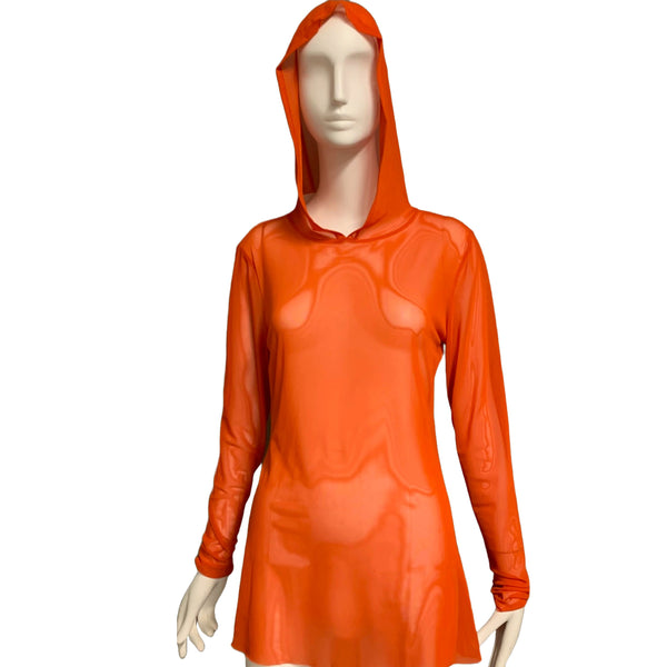 Hoodie Sheer Mesh Orange - Large