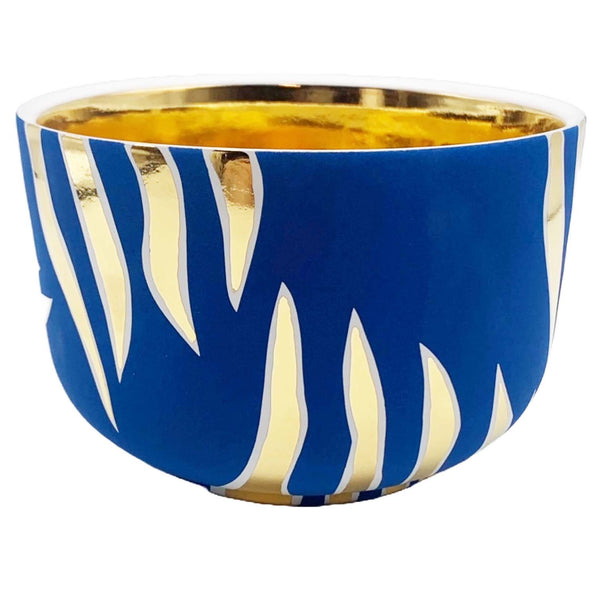 Chubby Bowl Small Gold Tiger Stripes on Cobalt - Waylande Gregory