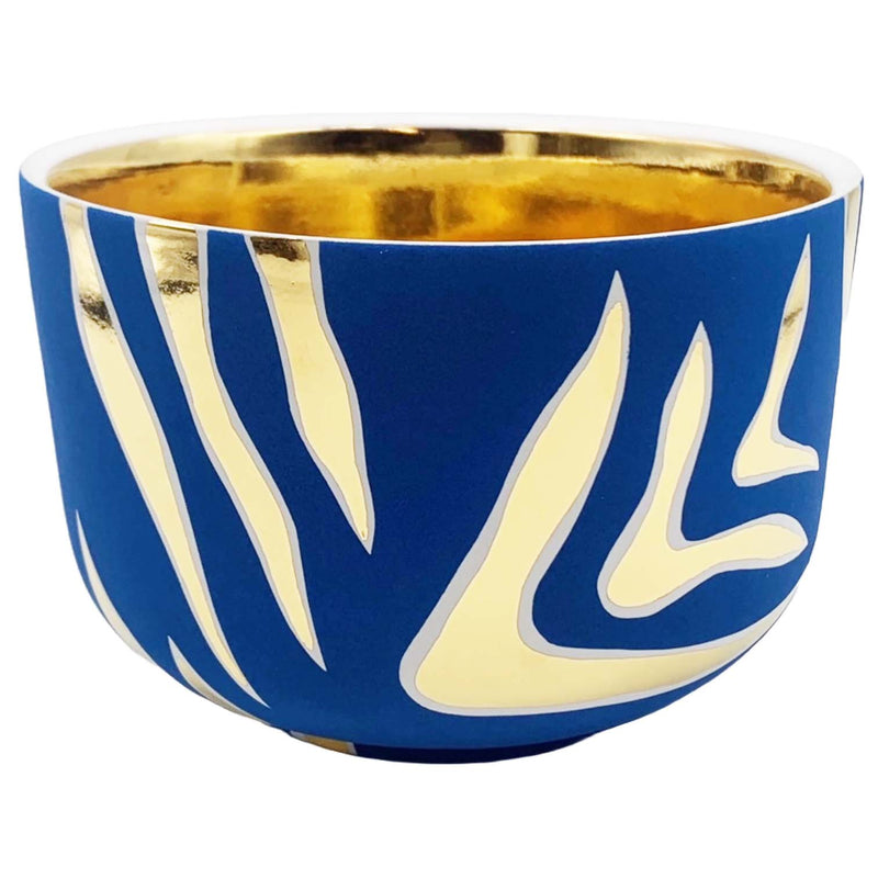 Chubby Bowl Small Gold Tiger Stripes on Cobalt - Waylande Gregory