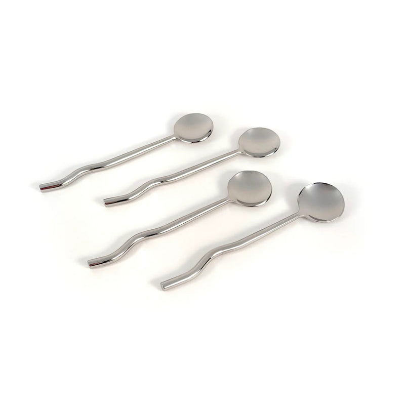 S/4 Stainless Silver Finish Wavy Spoons