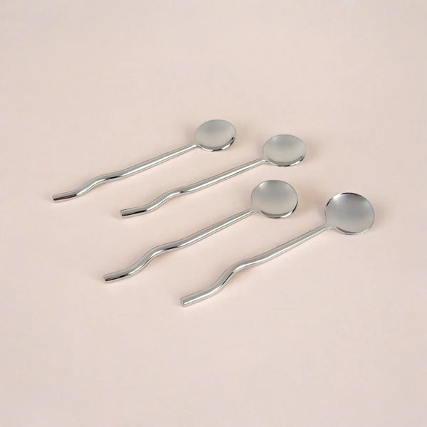 S/4 Stainless Silver Finish Wavy Spoons