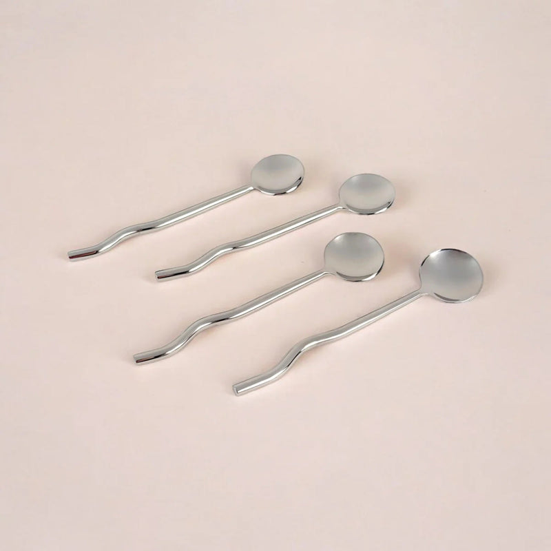 S/4 Stainless Silver Finish Wavy Spoons