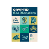 The front cover of the book 'Cryptid Sea Monsters: A Field Guide' by Kelly Milner Halls, illustrated by Rick Spears. The cover features a retro 3x3 grid of illustrations depicting various cryptids in teal, yellow, and beige blocks, set against a dark teal header with white and light teal text.