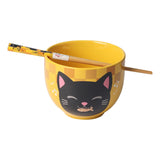 Donburi Bowl with Chopsticks - Lucky Cats