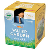 Box for a 'Water Garden with Cat' growing kit, featuring a cat and fish illustration.