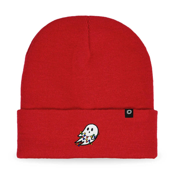 Beanie Cap - Christmas Lights Ghost Red