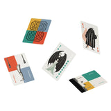 Set of playing cards with unique designs on a white background