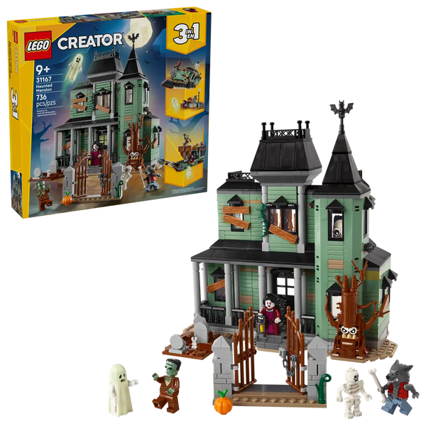 LEGO Creator haunted house set with packaging on a white background