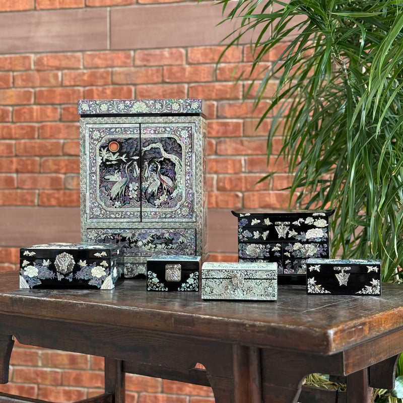 Jewelry Box Peony Flowers & Butterflies with 4 Drawers, South Korea