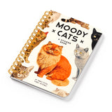 Sticker book titled 'Moody Cats' with cat illustrations on a white background