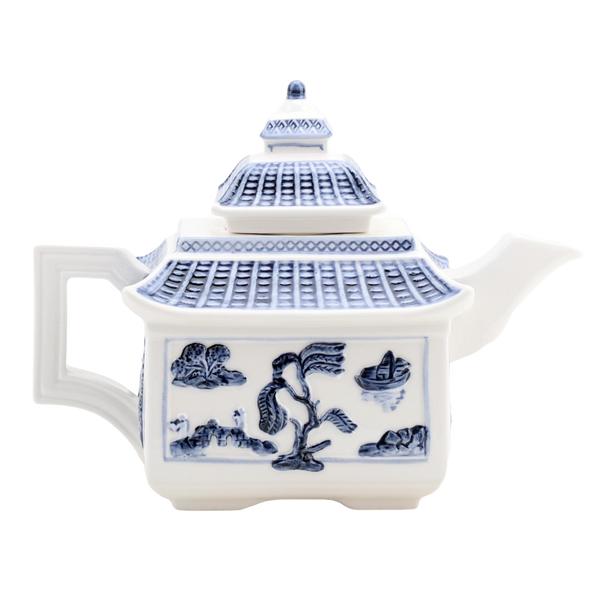 Teapot Blue Willow Pagoda