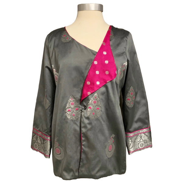 Jacket Sari Grey Fuchsia