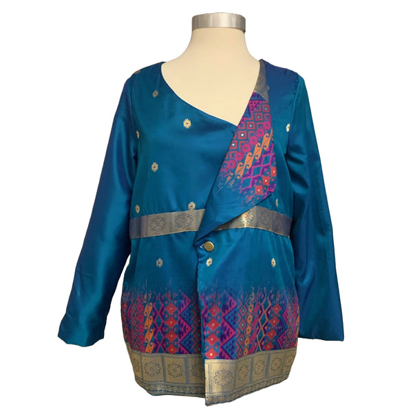 Jacket Sari Peacock Blue