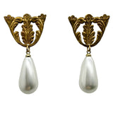 Earrings Small Brass Leaves and Pearl AG
