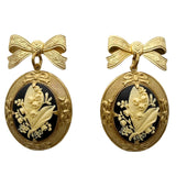 Earrings Large Rose in Bow Frame AG