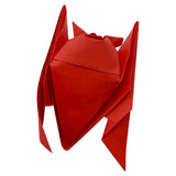Red origami bat on a white background