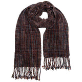 Plaid scarf with fringes on a white background