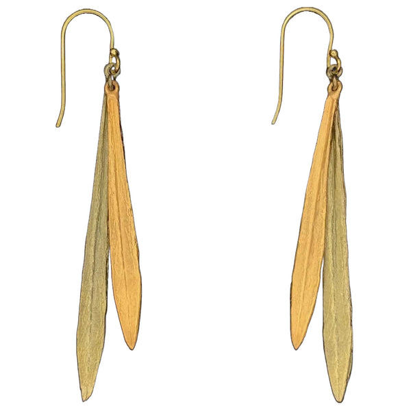 Earrings Leaf & Bud Long Wire