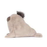 Plush toy sea lion on a white background