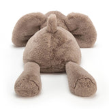 Plush elephant toy on a white background