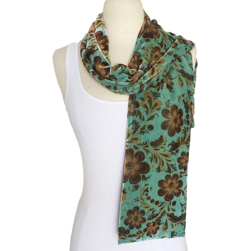 Scarf Floral Silk Velvet