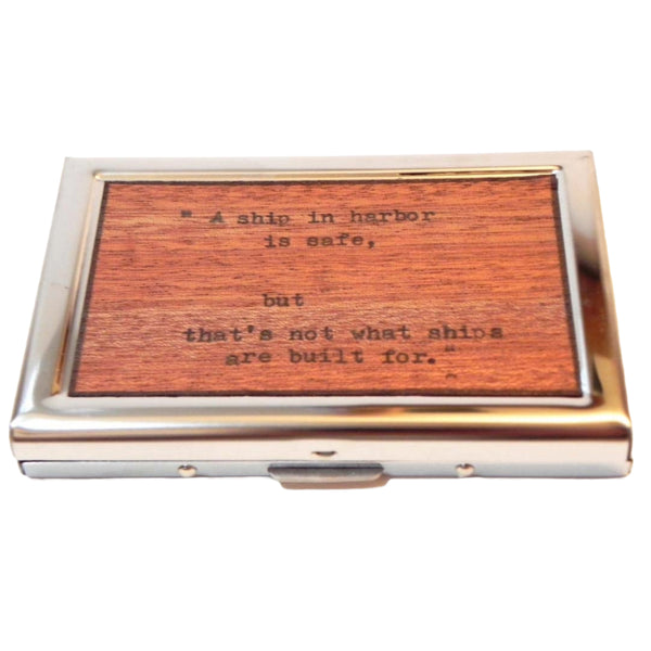 Ship Quote Card Case Mahogany Wood